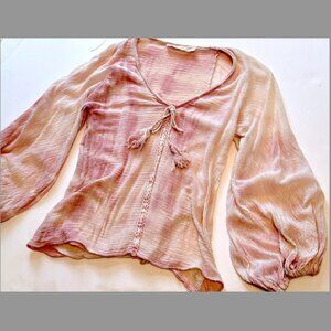 Jen's Pirate Booty for Free People gauzy pink/white tie dye top - M/L